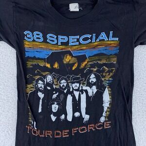 Vintage 38 Special Shirt XXS Black Tour‎ De Force Band Concert Rock 80s